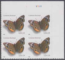 !a! USA Sc# 4001 MNH PLATEBLOCK (UR/V1111/a) - Common Buckeye Butterfly - Nuovi