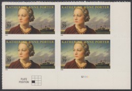 !a! USA Sc# 4030 MNH PLATEBLOCK (LR/S1111) - Katherine Ann Porter - Neufs