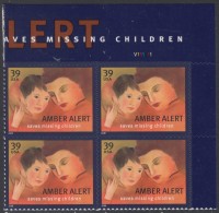 !a! USA Sc# 4031 MNH PLATEBLOCK (UR/V111111/a) - Amber Alert - Ongebruikt