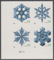 !a! USA Sc# 4101-4104 MNH PLATEBLOCK (LL/S1111/a) - Snowflakes - Ongebruikt
