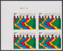 !a! USA Sc# 4119 MNH PLATEBLOCK (UL/P111111) - Kwanzaa - Neufs