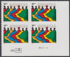 !a! USA Sc# 4119 MNH PLATEBLOCK (LR/P111111) - Kwanzaa - Nuovi