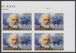 !a! USA Sc# 4124 MNH PLATEBLOCK (UR/P11111/a) - Longfellow - Unused Stamps