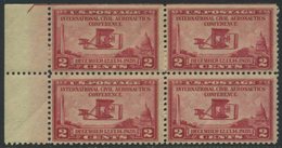 !a! USA Sc# 0649 MNH BLOCK W/ Left Margins (top Side Cut) - Aeronautics Conference - Ongebruikt