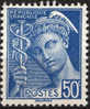 FRANCE 1939 - YT N° 414A ** - Type Mercure - 50c Bleu - 1938-42 Mercurio