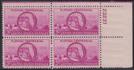 !a! USA Sc# 0927 MNH PLATEBLOCK (UR/23237) - Florida Statehood - Nuevos