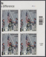 !a! USA Sc# B2 MNH PLATEBLOCK (UR/P1111/a) - Heroes - Unused Stamps