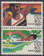 !a! USA Sc# C105+C107 MNH Vert.PAIR - Summer Olympics: Shot Put / Womens Swimming - 3b. 1961-... Nuovi