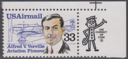 !a! USA Sc# C113 MNH SINGLE From Upper Right Corner W/ ZIP - Alfred V. Verville - 3b. 1961-... Unused