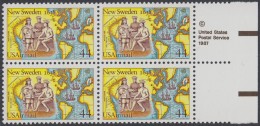 !a! USA Sc# C117 MNH BLOCK W/ Right Margins & Copyright Symbol (a01) - Settling Of New Sweden - 3b. 1961-... Unused