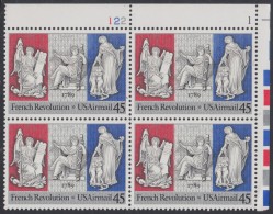 !a! USA Sc# C120 MNH PLATEBLOCK (UR/1) - French Revolution Bicentennial - 3b. 1961-... Neufs