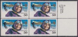 !a! USA Sc# C128 MNH BLOCK W/ Right Margins & Copyright Symbol - Harriet Quimby - 3b. 1961-... Nuovi