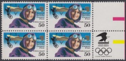 !a! USA Sc# C128 MNH BLOCK W/ Right Margins & Eagle - Harriet Quimby - 3b. 1961-... Nuovi