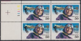 !a! USA Sc# C128 MNH PLATEBLOCK (UL/S1111/a) - Harriet Quimby - 3b. 1961-... Ungebraucht