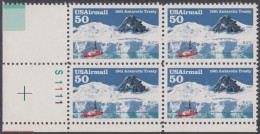 !a! USA Sc# C130 MNH PLATEBLOCK (LL/S1111) - Antarctic Treaty - 3b. 1961-... Nuevos