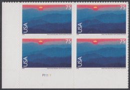 !a! USA Sc# C140 MNH PLATEBLOCK (LL/P11111) - Great Smokey Mountains - 3b. 1961-... Neufs