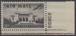 !a! USA Sc# C034 MNH SINGLE From Lower Right Corner W/ Plate-#(LR/23693) - Pan American Union Building, Washington, D.C. - 2b. 1941-1960 Nuovi