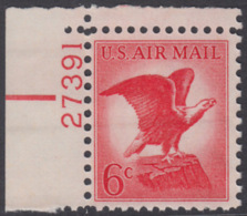 !a! USA Sc# C067 MNH SINGLE From Upper Left Corner W/ Plate-# (UL/27391) - Eagle - Neufs