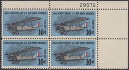 !a! USA Sc# C074 MNH PLATEBLOCK (UR/29679/d) - 50th Anniv. Air Mail Service - 3b. 1961-... Nuovi