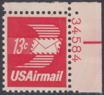 !a! USA Sc# C079 MNH SINGLE From Upper Right Corner W/ Plate-# (UR/34584) - Envelope - 3b. 1961-... Nuevos