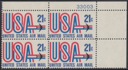 !a! USA Sc# C081 MNH PLATEBLOCK (UR/33003/a) - USA & Jet - 3b. 1961-... Nuevos