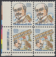 !a! USA Sc# C093-C094 MNH ZIP-BLOCK (LL) - Octave Chanute - 3b. 1961-... Nuovi