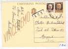 2611)intero Postale Da 30c + 30c Imepriale Da Montevarchi A Afrigento Il 8-1-1945 - Marcofilía
