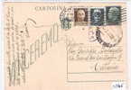 2613)intero Postale Da 15c Vittorio Emanuele III + 15c Imperiale + 30c Imperiale S.F. Da Napoli A Catania Il 2-3-1945 - Marcophilie