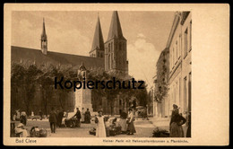 ALTE POSTKARTE BAD CLEVE KLEINER MARKT MIT HOHENZOLLERNBRÜCKE & PFARRKIRCHE Kleve Market Marché Monument Cpa Postcard AK - Kleve
