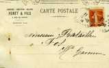 CARTE POSTALE. TIMBRE TYPE SEMEUSE 10 C . PUBLICITE LIBRAIRIE-PAPETERIE-RELIURE.M  FERET, 9 RUE DE GRASSI BORDEAUX - Sonstige & Ohne Zuordnung