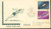 Jeux Olympiques 1964 Tokyo  San Marino  FDC   Natation Athlétisme - Zomer 1964: Tokyo