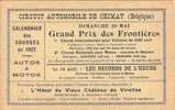 CHIMAY  :  CIRCUIT AUTOMOBLIE DE CHIMAY - CALENDRIER DES COURSES DE 1927 - Chimay