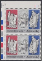 !a! USA Sc# C120 MNH Vert.PAIR From Upper Left Corner W/ Plate-# (UL/111) - French Revolution - 3b. 1961-... Nuevos