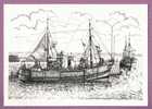 CHALUTIER BRETON - Dessin Signé H TOULERON - Fishing Boats