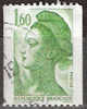 Timbre France Y&T N°2222 (02) Obl. Liberté De Gandon. 1 F. 60. Vert, De Roulette. Cote 0.50 € - 1982-1990 Vrijheid Van Gandon