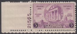 !a! USA Sc# 0782 MNH SINGLE From Lower Left Corner W/ Plate-# 21565 - Arkansas - Ungebraucht