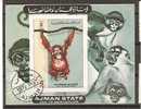 Ajman - Foglietto Non Dentellato Usato: Scimmie - Affen