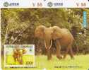 PUZZLE DE CHINA DE 2 TARJETAS CON SELLO DE UN ELEFANTE DE GABON WWF (STAMP-ELEPHANT) - Sellos & Monedas