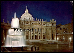 ÄLTERE POSTKARTE CITTA' DEL VATICANO BASILICA DI S. PIETRO E LA FONTANA DEL BERNINI Nacht Night Fountain Vatikan Vatican - Vaticano