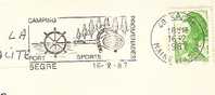 SPORTS/TENNIS/FRANCE/FLAMME : SEGRE  -49- Sur CPM ENTIERE 1987/ TIMBRE  "A"  VERT (2423) - Tennis