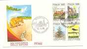 Italia - Busta Fdc Con Serie Completa In Blocco: Salvaguardia Della Natura. Flora E Fauna Da Salvare - Natuur