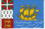 Petit Drapeau Ou Fanion De SAINT PIERRE ET MIQUELON, Format 19 X12, Tissu, Recto Verso - Obj. 'Herinnering Van'