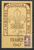 France Carte Maximum  YT 787  Premier Jour 18.8.47 Jamborée  De La Paix Scoutisme - Otros & Sin Clasificación