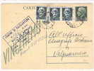 3024)cartolina Vinceremo Con 15c + 3x15c Imperiale Da Canicattì A Valguarnera Il 18-10-1944 - Marcofilie