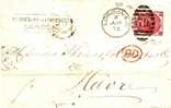 GBV057 / Victoria 3 D, Pl. 8 1872  Le Havre. Breitrandmarke.78 - Briefe U. Dokumente
