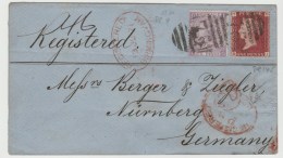 GBV097 / Einschreiben 1871, Six Pence/One Penny, Nach  Nürnberg - Storia Postale