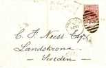 GBV099 / Buchstaben-Plattenfehler, 2 ½ D., 1877  Nach LANDSKRONA, Schweden - Storia Postale