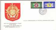 Jolie FDC 1er Jour St Lucia Silver Jubilee Queen Reine Elizabeth II 9-02-77 Armoiries Blason - St.Lucie (1979-...)