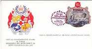 Jolie FDC 1er Jour Tonga Silver Jubilee Queen Reine Elizabeth II 9-02-77 Armoiries Blason - Tonga (1970-...)