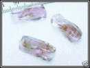 Perle (1) à La Lampe - Artisanale Sur Feuille D´or - Tube Rose Cristal Environ 20x10mm - Parels